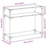 Konsolentisch mit schwarzer Glasplatte 98x35x81 cm aus Stahl