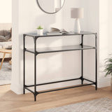 Console table with black glass top 98x35x81 cm steel