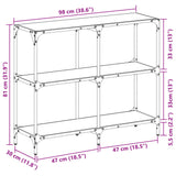 Table console avec dessus en verre transparent 98x30x81cm acier