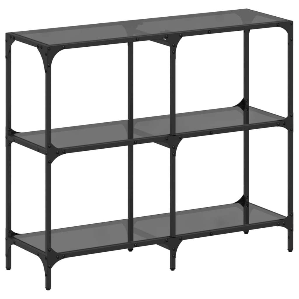 Console table with black glass top 98x30x81 cm steel