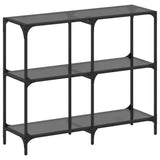 Console table with black glass top 98x30x81 cm steel