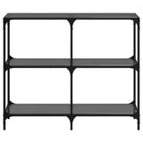 Table console avec dessus en verre noir 98x30x81 cm acier