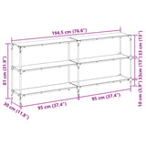 Table console avec dessus en verre transparent 194,5x30x81 cm