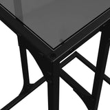 Table d'appoint avec verre noir 40x30x61,5 cm acier