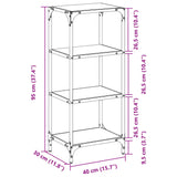 Étagère de rangement avec dessus en verre transparent acier