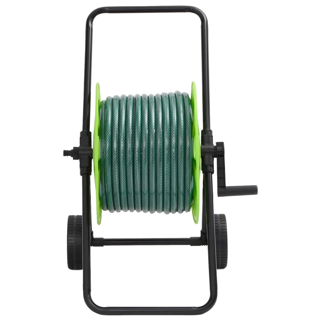 Chariot enrouleur vert avec tuyau de 50 m PVC