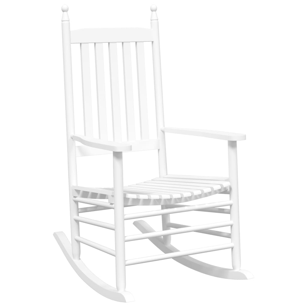 Chaise à bascule avec table pliable blanc bois massif peuplier