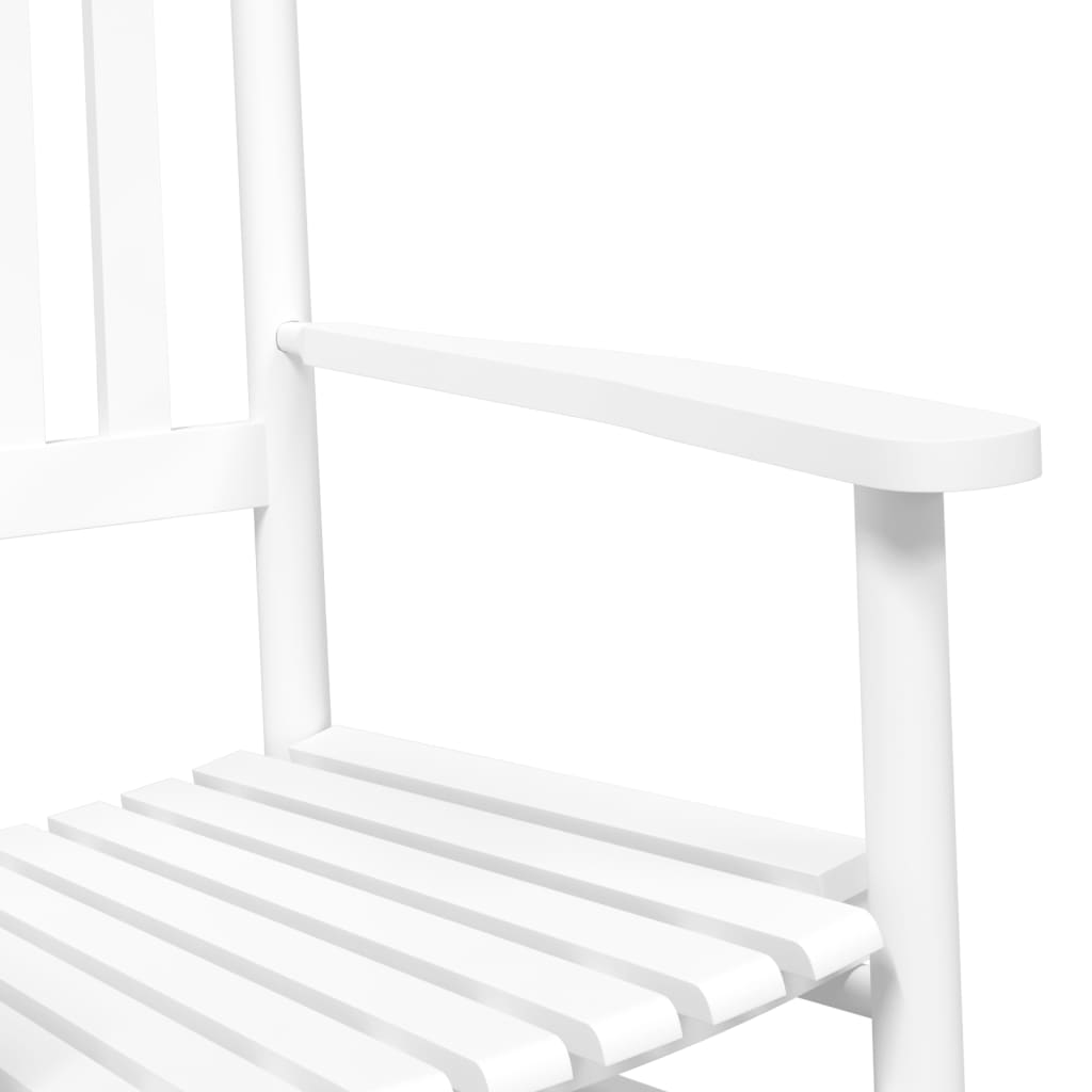 Chaise à bascule avec table pliable blanc bois massif peuplier