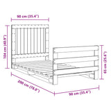 Cadre de lit sans matelas avec tête de lit 90x200 cm