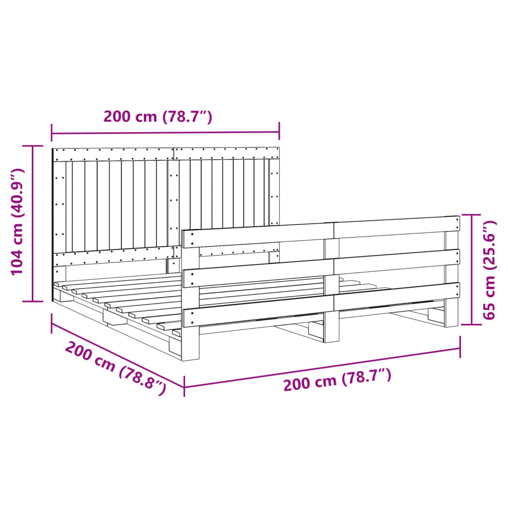 Cadre de lit sans matelas avec tête de lit 200x200 cm