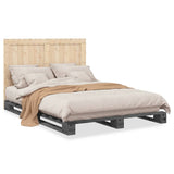 Cadre de lit sans matelas gris 140x200 cm bois massif de pin