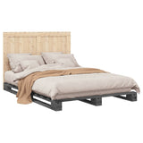 Cadre de lit sans matelas gris 140x200 cm bois massif de pin