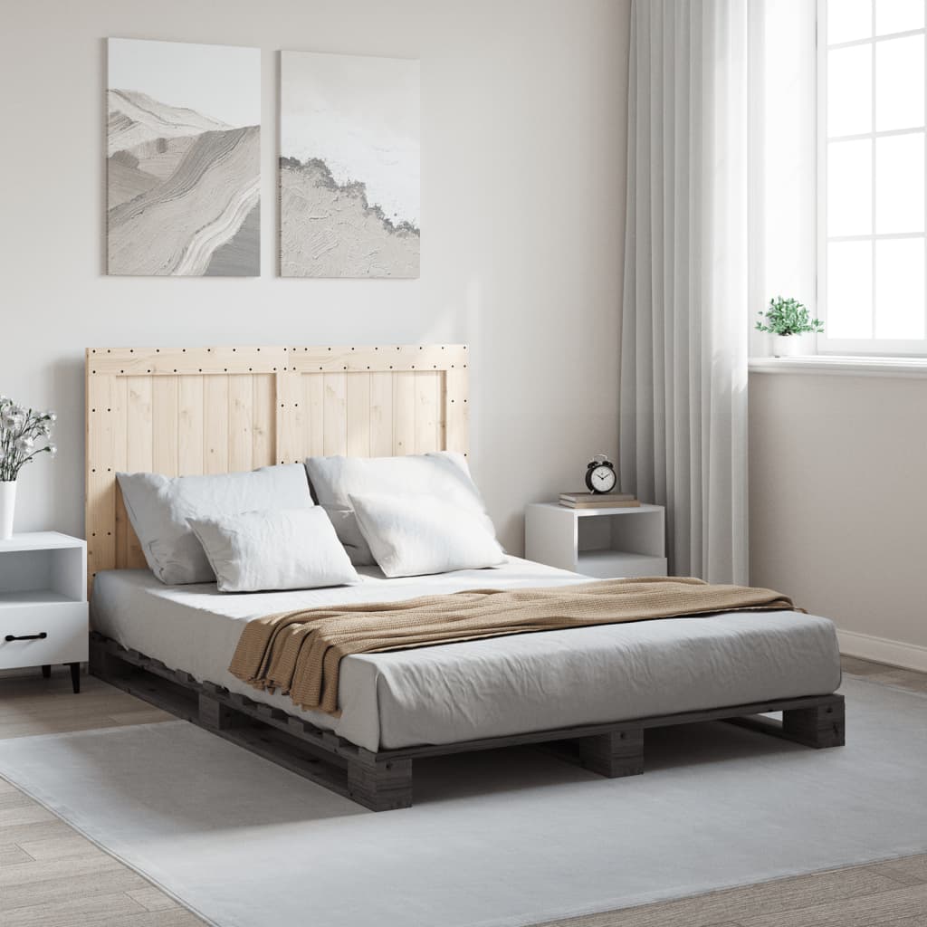 Cadre de lit sans matelas gris 140x200 cm bois massif de pin