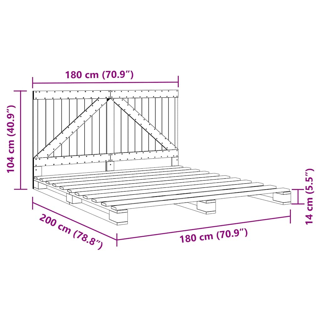 Cadre de lit sans matelas avec tête de lit 180x200 cm