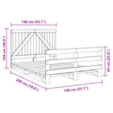 Cadre de lit sans matelas avec tête de lit bois massif