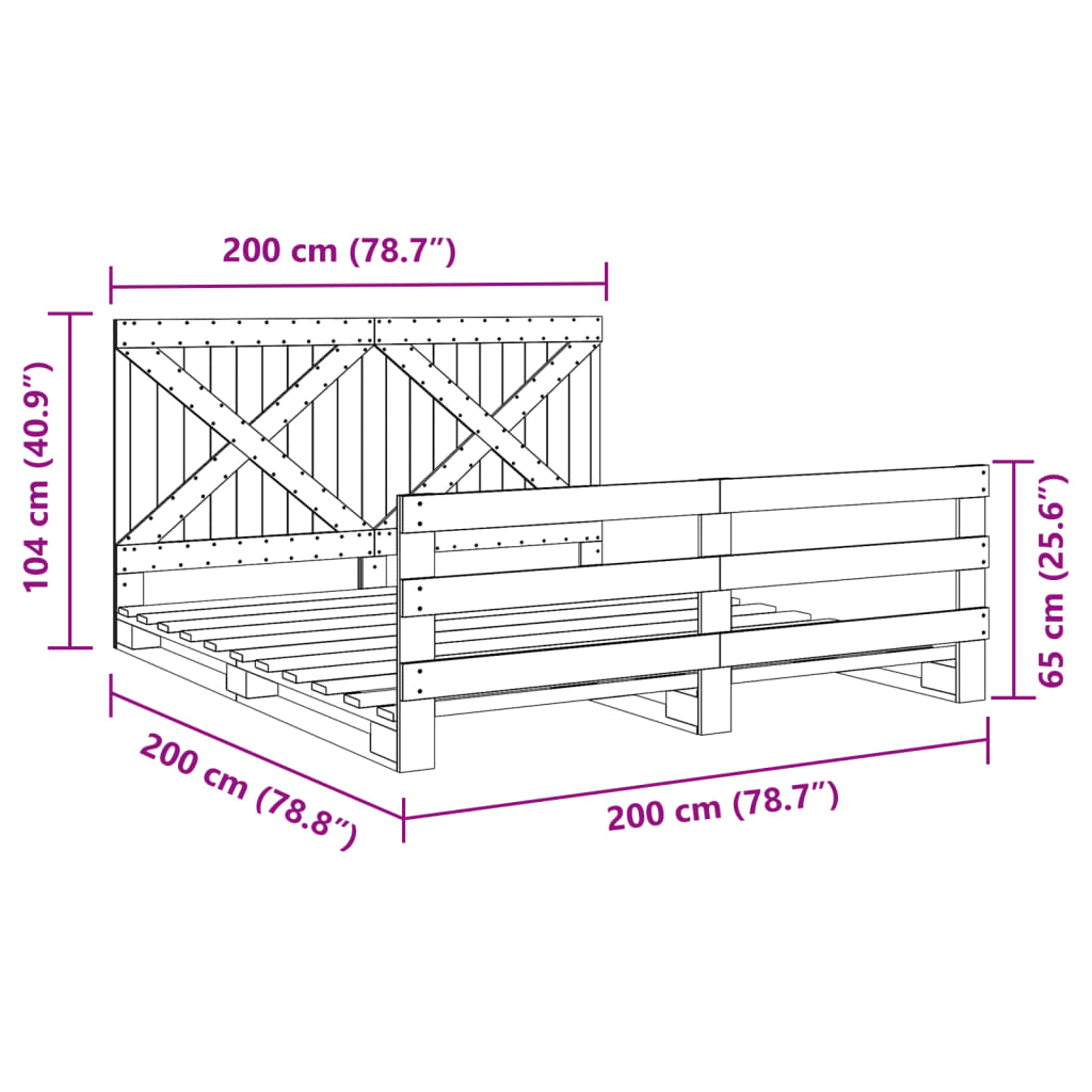 Cadre de lit sans matelas avec tête de lit 200x200 cm