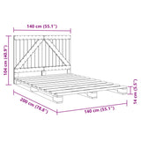 Cadre de lit sans matelas gris 140x200 cm bois massif de pin