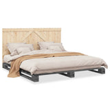 Cadre de lit sans matelas gris 200x200 cm bois massif de pin