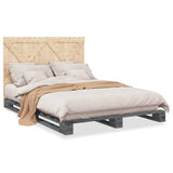 Cadre de lit sans matelas gris 140x200 cm bois massif de pin