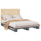 Cadre de lit sans matelas gris 140x200 cm bois massif de pin