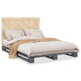 Cadre de lit sans matelas gris 160x200 cm bois de pin massif