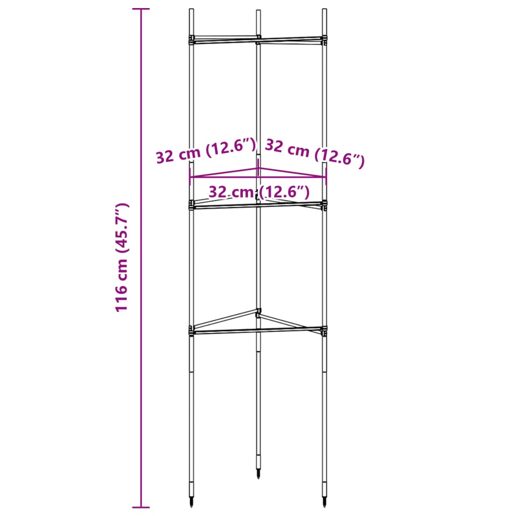 Cages à tomates 4 pcs 116 cm acier et PP