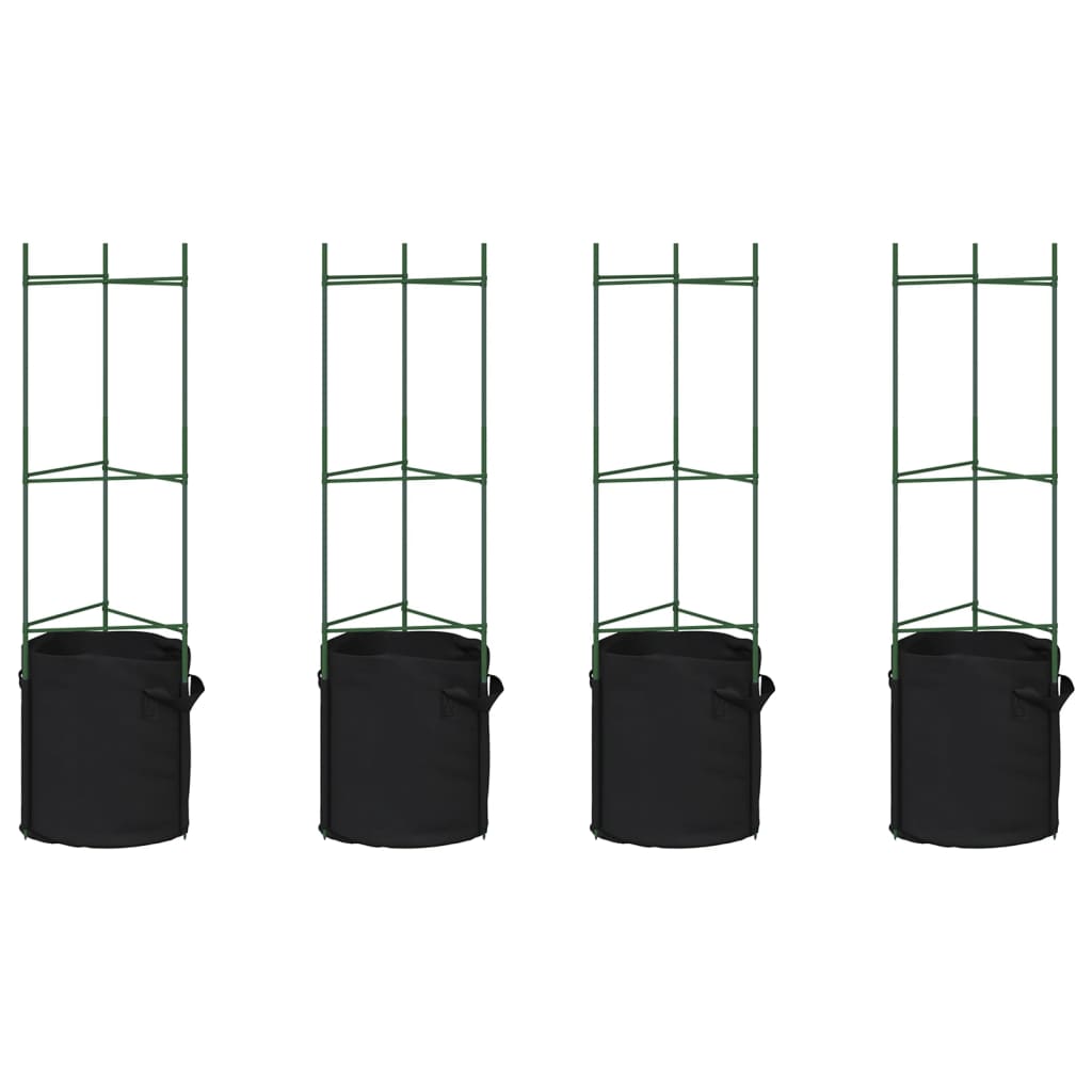 Cages à tomates avec sacs à plantes 4 pcs 116 cm acier et PP