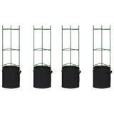 Cages à tomates avec sacs à plantes 4 pcs 116 cm acier et PP