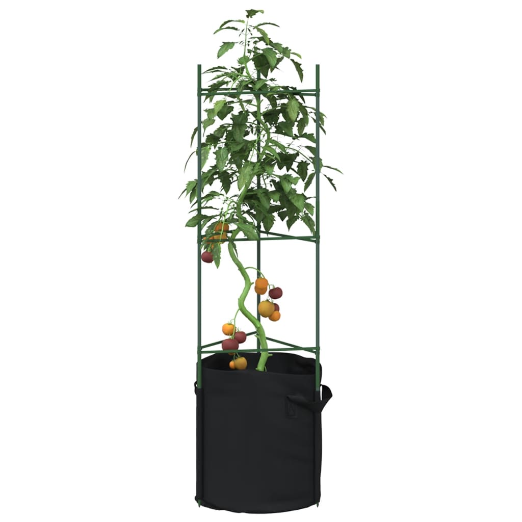 Cages à tomates avec sacs à plantes 4 pcs 116 cm acier et PP