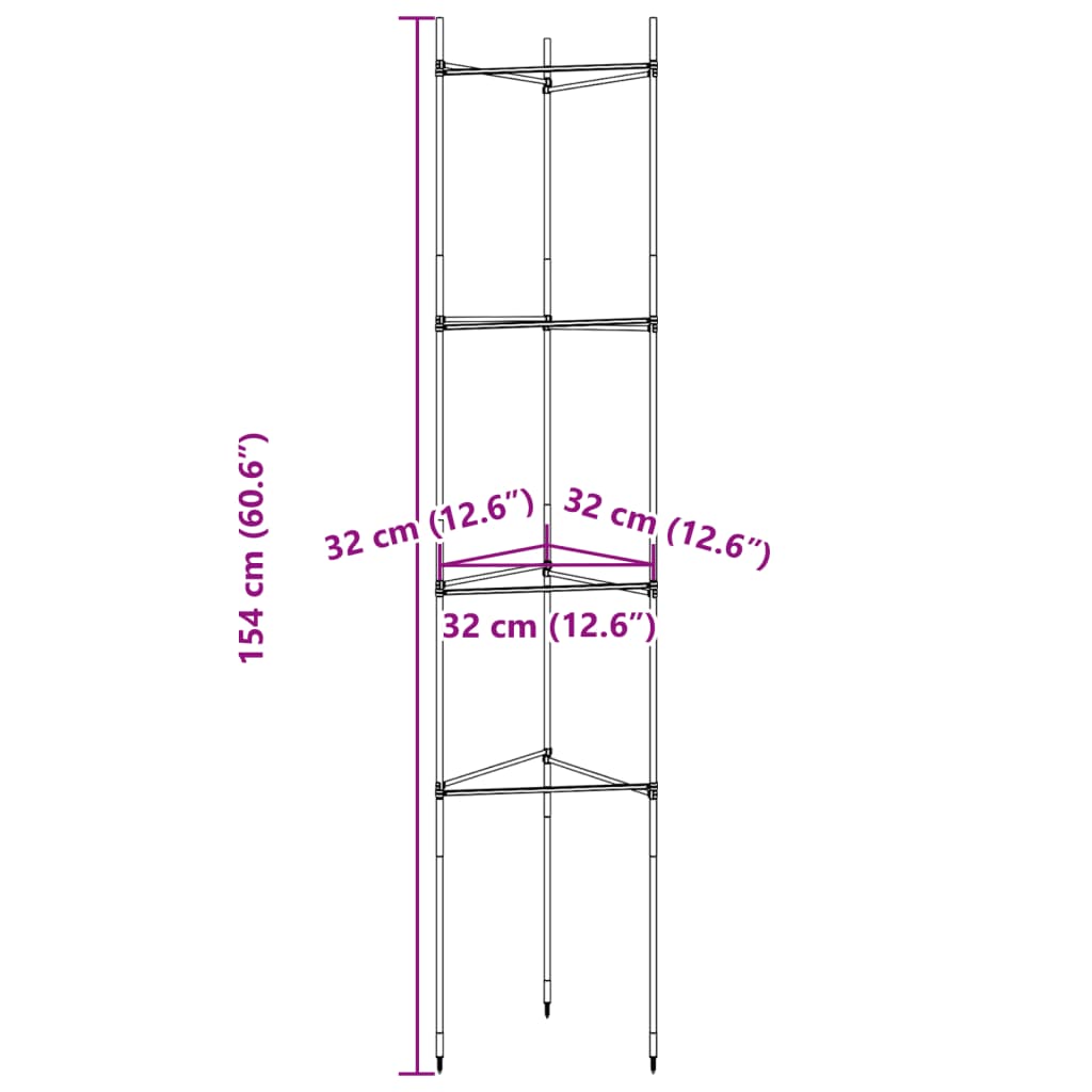 Cages à tomates 4 pcs 154 cm acier et PP