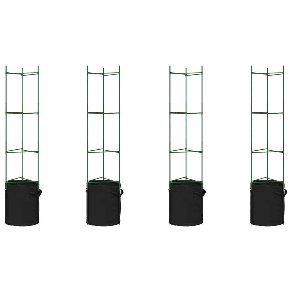 Cages à tomates avec sacs à plantes 4 pcs 154 cm acier et PP