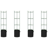 Cages à tomates avec sacs à plantes 4 pcs 154 cm acier et PP