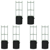 Cages à tomates avec sacs à plantes 6 pcs 116 cm acier et PP