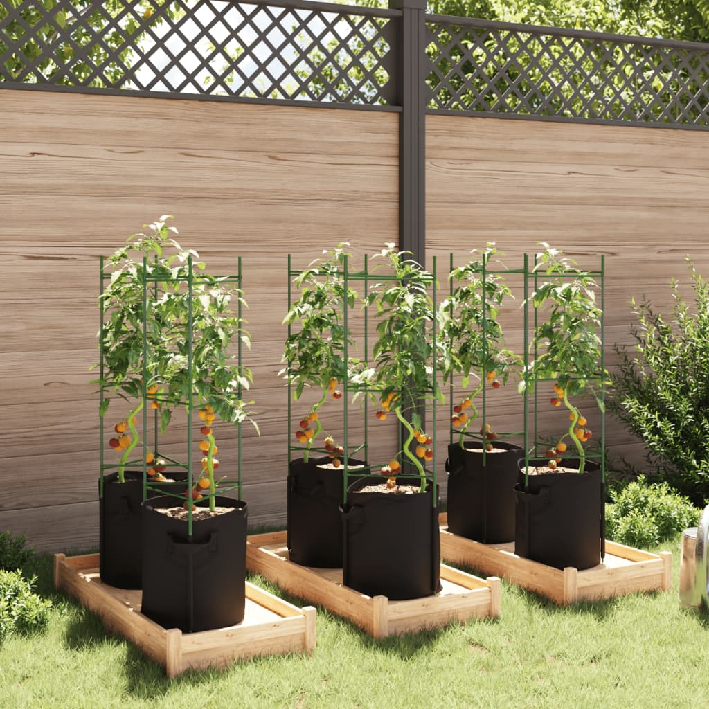 Cages à tomates avec sacs à plantes 6 pcs 116 cm acier et PP