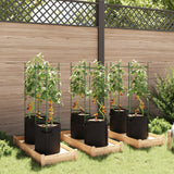 Cages à tomates avec sacs à plantes 6 pcs 116 cm acier et PP