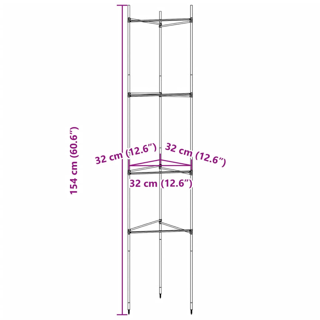 Cages à tomates 6 pcs 154 cm acier et PP