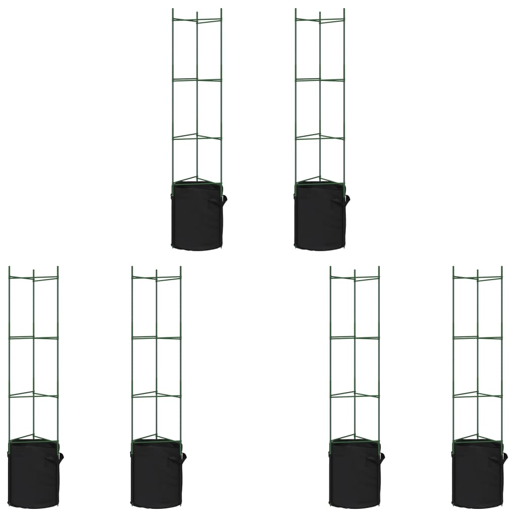 Cages à tomates avec sacs à plantes 6 pcs 154 cm acier et PP