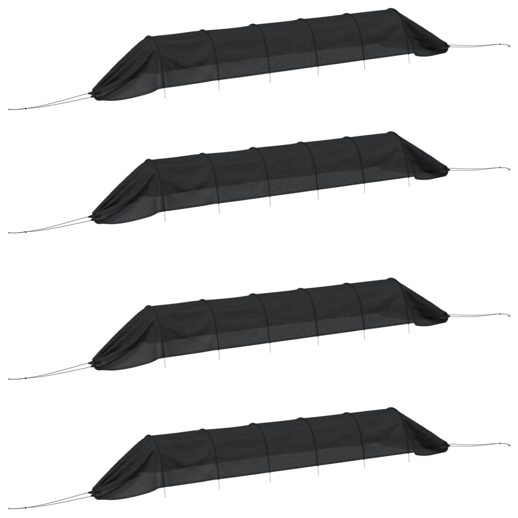 Tunnels en filet 4 pcs noir acier et polyéthylène