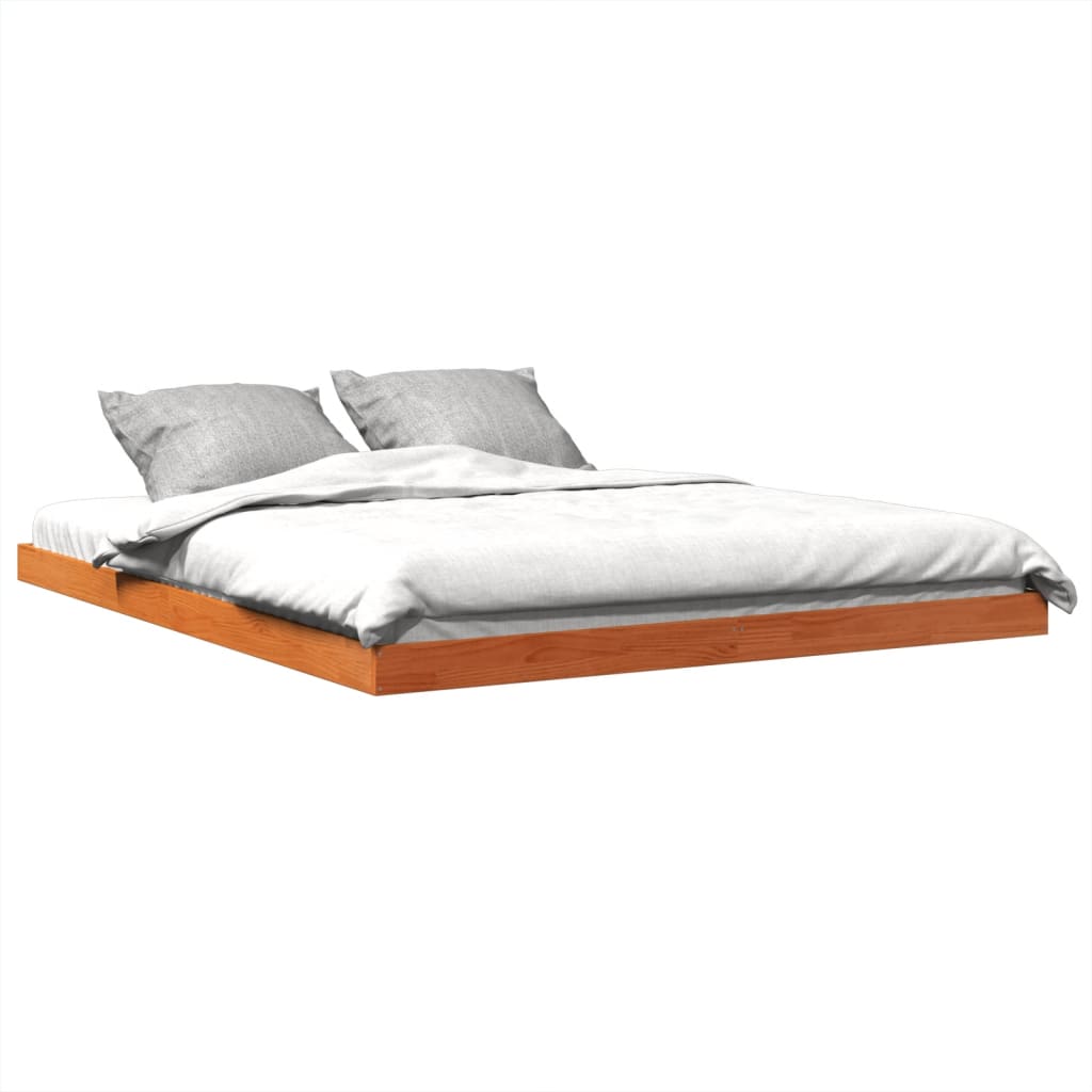 Cadre de lit sans matelas cire marron 150x200cm bois pin massif