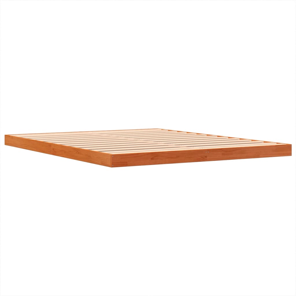 Cadre de lit sans matelas cire marron 150x200cm bois pin massif