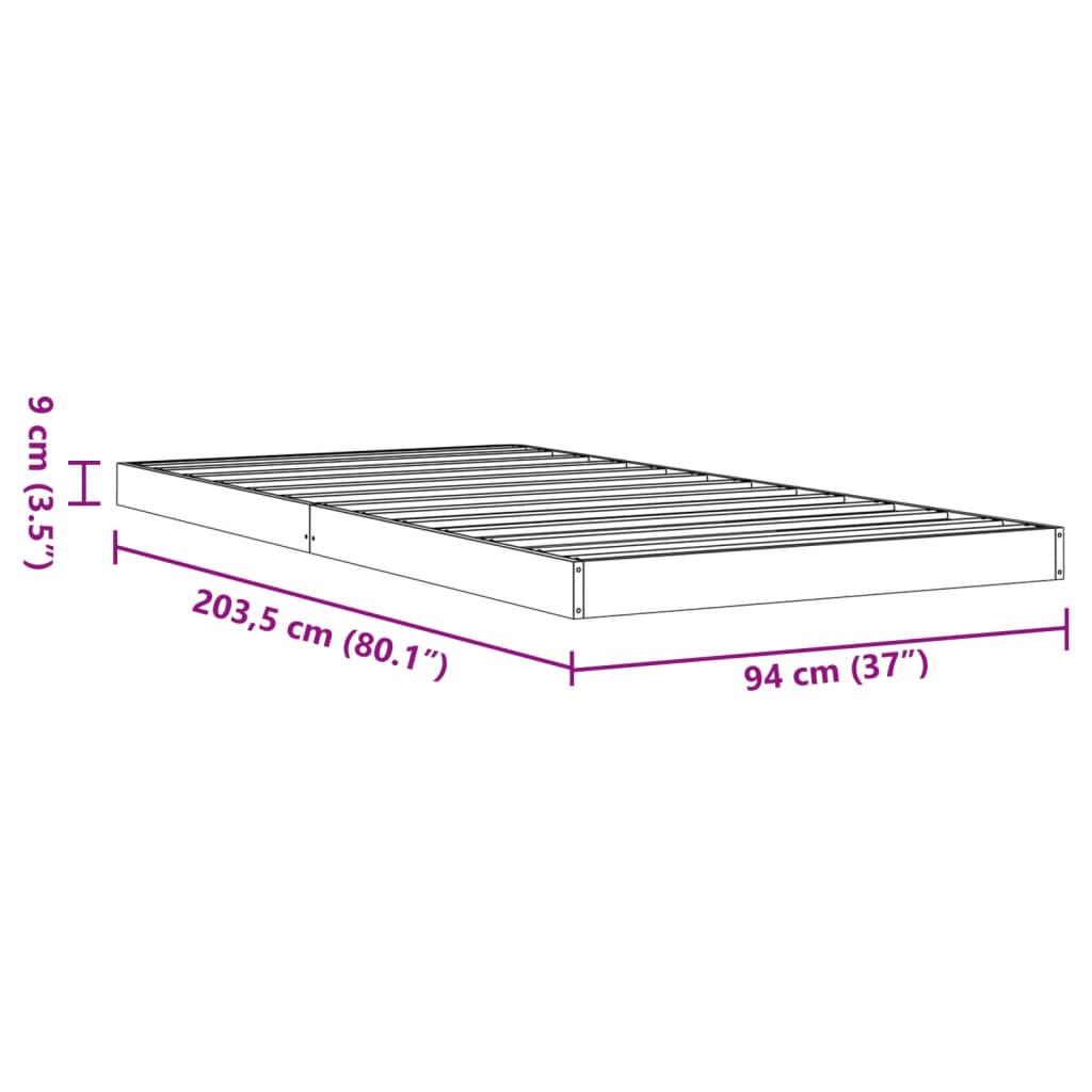 Cadre de lit sans matelas cire marron 90x200 cm bois pin massif