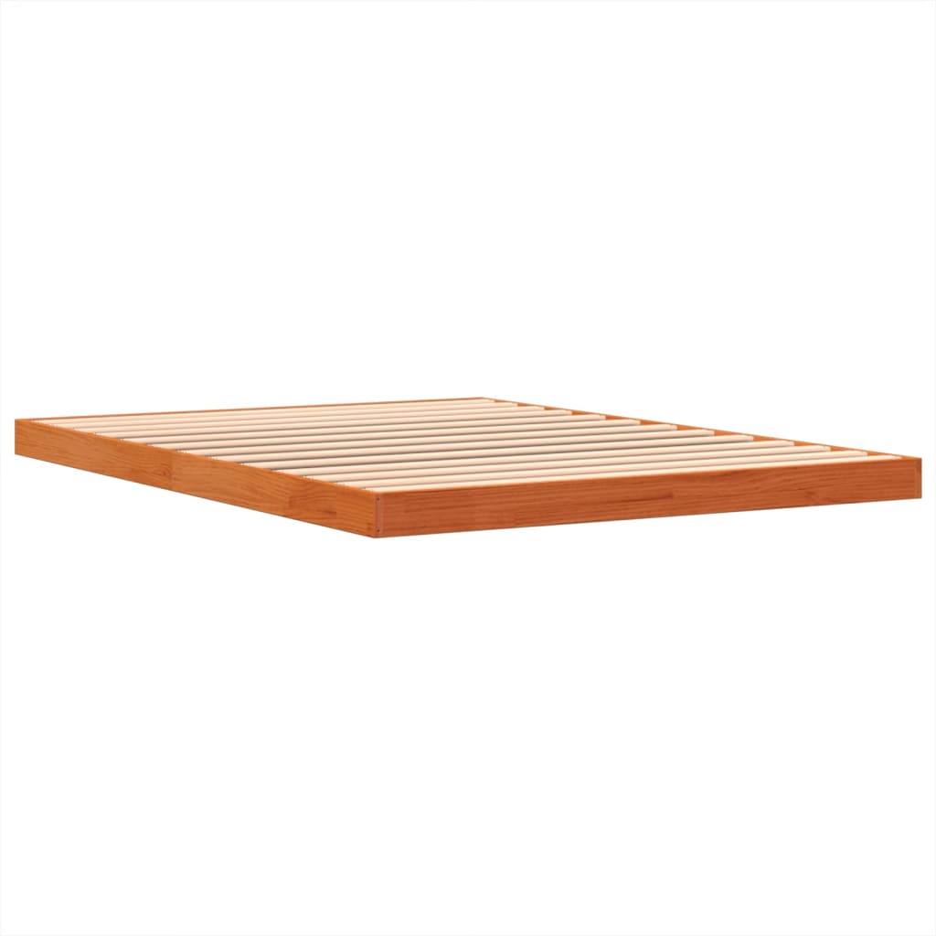 Cadre de lit sans matelas cire marron 140x190cm bois pin massif