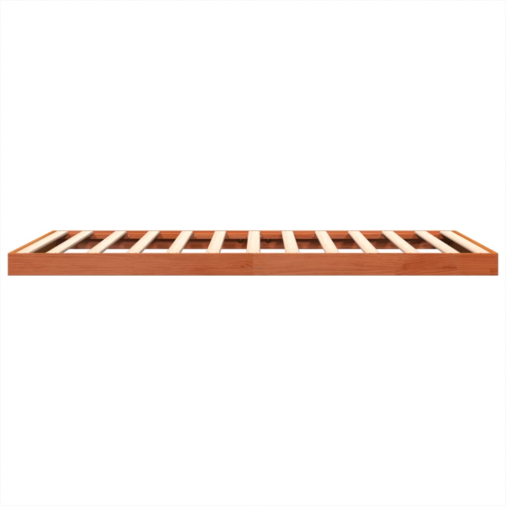 Cadre de lit sans matelas cire marron 135x190cm bois pin massif