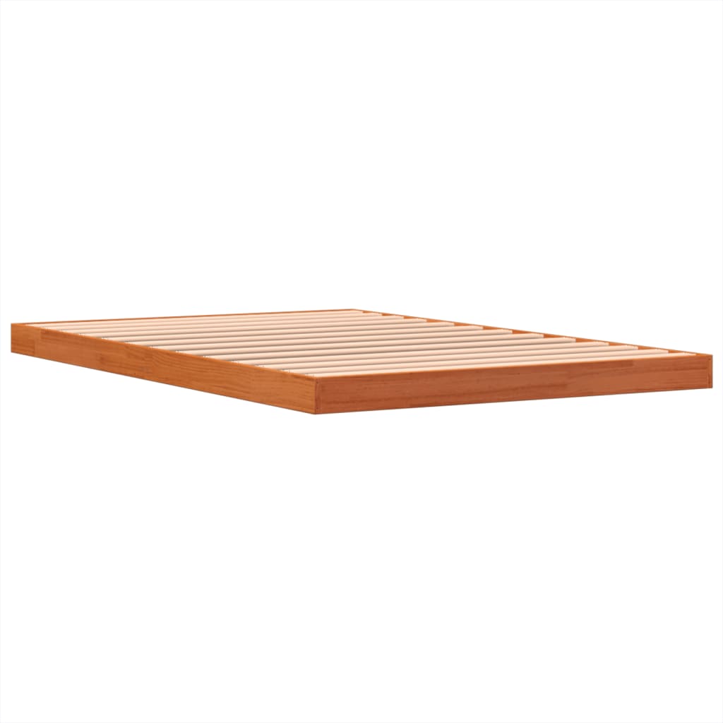 Cadre de lit sans matelas cire marron 120x190cm bois pin massif