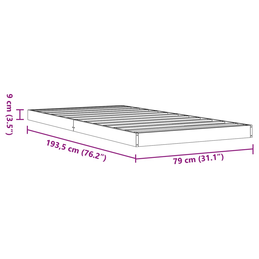 Cadre de lit sans matelas cire marron 75x190 cm bois pin massif