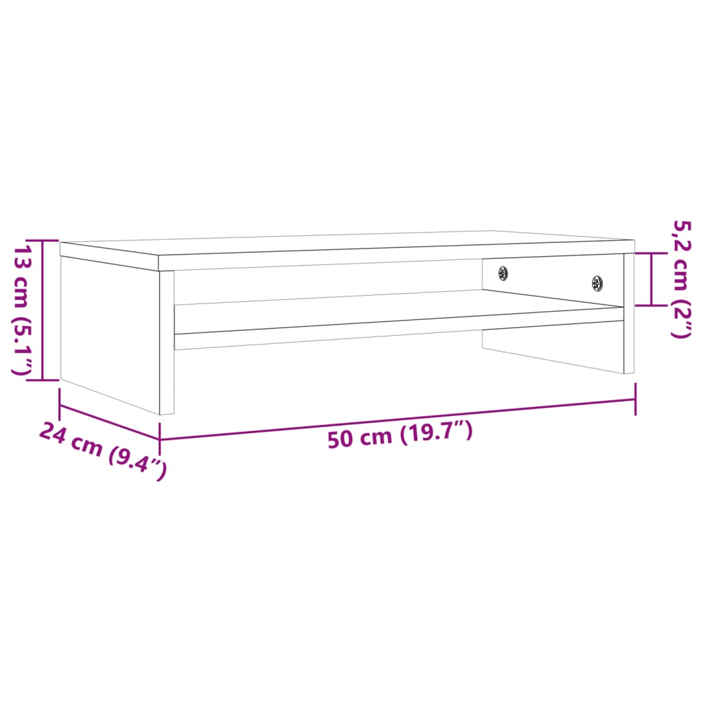 Support de moniteur marron miel 50x24x13 cm bois de pin solide