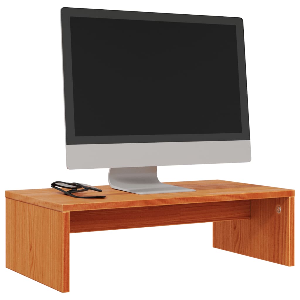 Support de moniteur marron miel 50x27x15 cm bois de pin solide