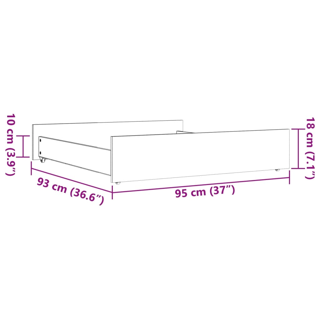 Tiroirs de lit 2 pcs cire marron bois de pin massif