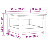 Table basse cire marron 55x55x40 cm bois massif de pin