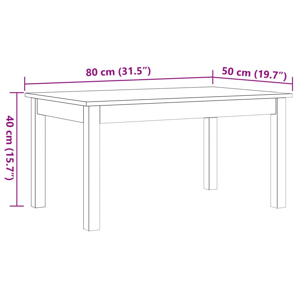 Table basse cire marron 80x50x40 cm bois massif de pin